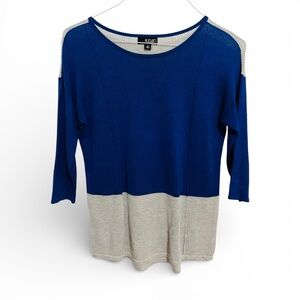 a.n.a Women's Blue and Cream Colorblock Sweater